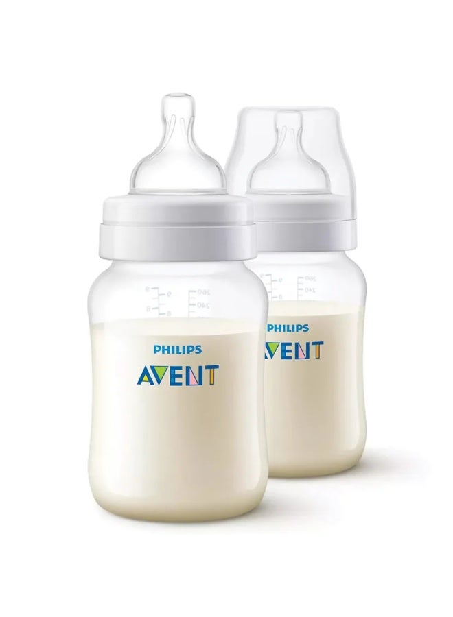 Avent Anti-Colic Baby Bottle 260ml (1M+) – Infant Feeding Bottle, 2 Pack - Image 1